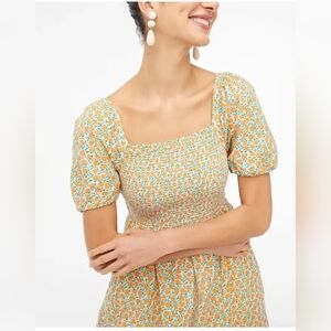 J. Crew Smocked Midi Dress w Peaches